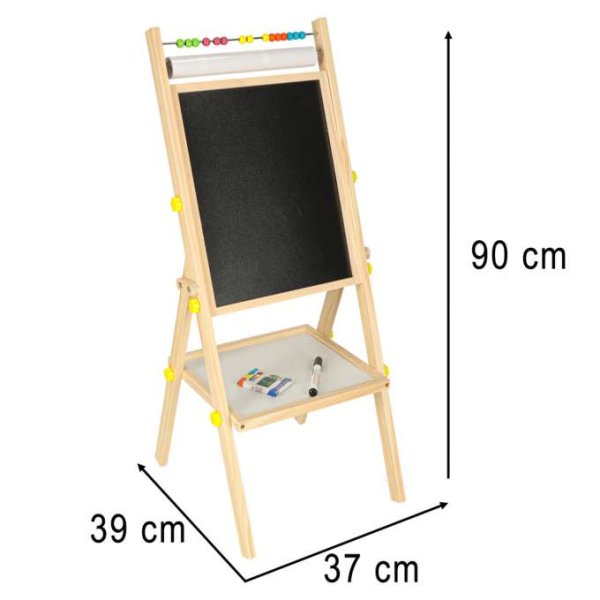 Roterande dubbelsidig magnetisk griffeltavla med bokstäver 38 x 36,5 x 90 cm - Träram Roterande dubbelsidig magnetisk griffeltavla med bokstäver 38 x 36,5 x 90 cm - Träram