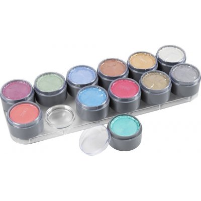 Grimas ansigtsmaling - makeup palette - perlemor farver - 12 x 15 ml