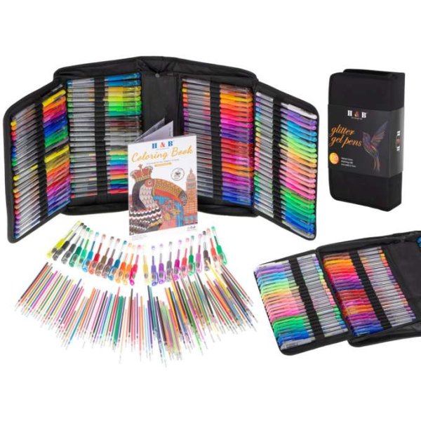 Gelpenner i etui, 120 stk. med 120 refiller