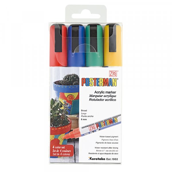 Markeringspen ZIG Posterman PMA-50 6mm basic 4 stk.