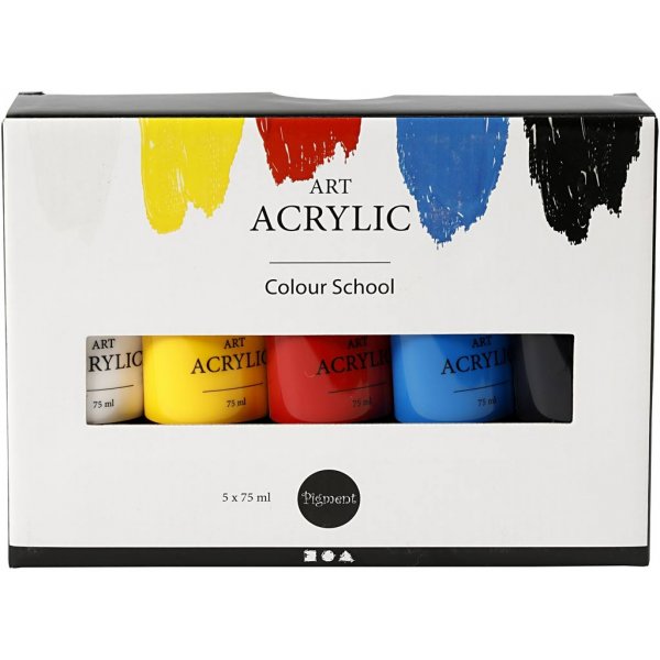 Pigment Art Acrylic - mixade färger - grundfärger - halvblank - 5 x 75 ml Pigment Art Acrylic - mixade färger - grundfärger - halvblank - 5 x 75 ml