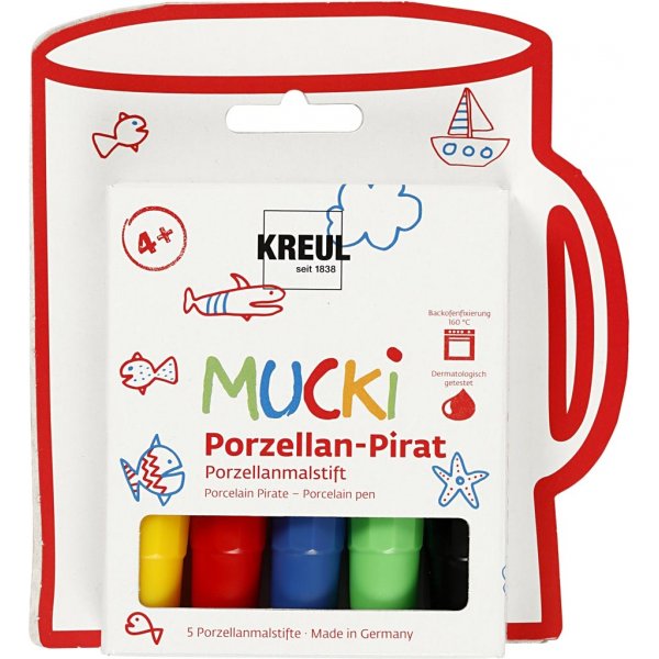Mucki Glas- och porslinstusch - mixade färger - 5 st Mucki Glas- och porslinstusch - mixade färger - 5 st