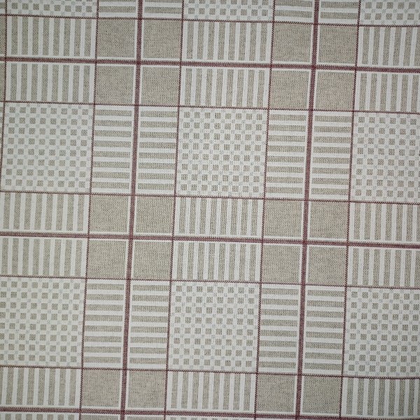 Vaxduk textil beige rutig 140 cm
