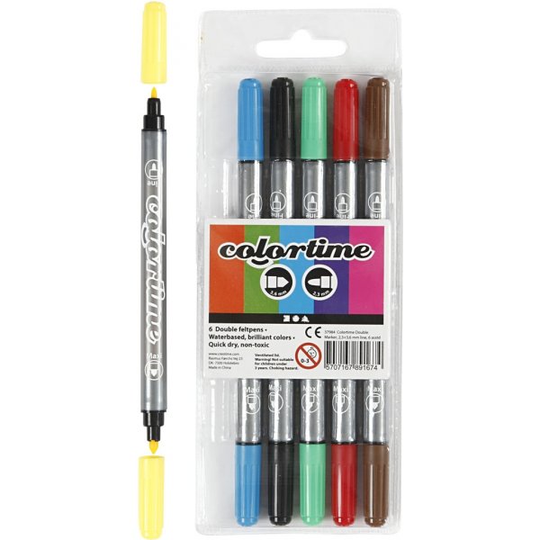 Colortime Dubbeltusch - standardfärger - 6 st Colortime Dubbeltusch - standardfärger - 6 st
