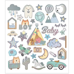 Klisterm�rker Baby Boy 15x16,5 cm ca. 32 stk - 1 ark