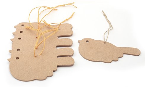Set med 6 fåglar i MDF 14 x 7 cm Set med 6 fåglar i MDF 14 x 7 cm