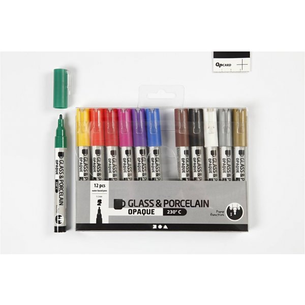 Glas- och porslinstusch - mixade färger - semi opaque - 1-2 mm - 12 st Glas- och porslinstusch - mixade färger - semi opaque - 1-2 mm - 12 st