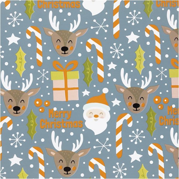 Presentpapper - jultomte - julklapp - klubba - renar - 5 m Presentpapper - jultomte - julklapp - klubba - renar - 5 m