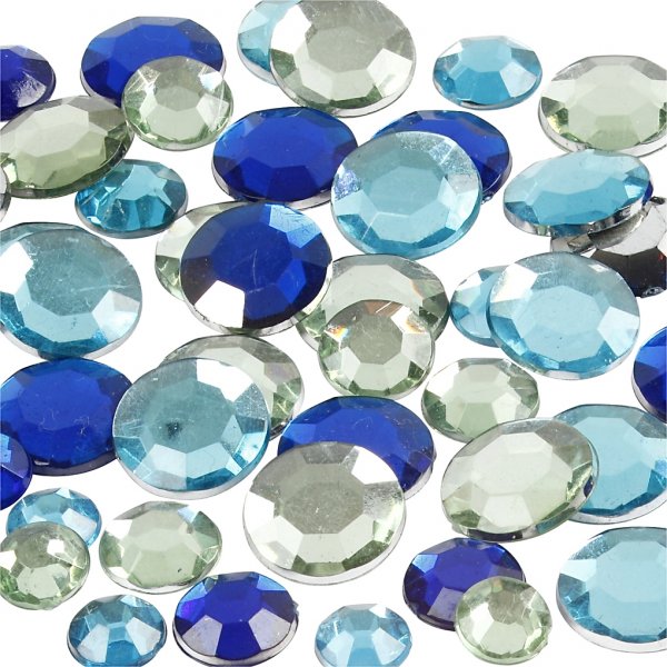 Rhinestones - blå/grön harmoni - Runda - 6+9+12 mm - 360 st Rhinestones - blå/grön harmoni - Runda - 6+9+12 mm - 360 st
