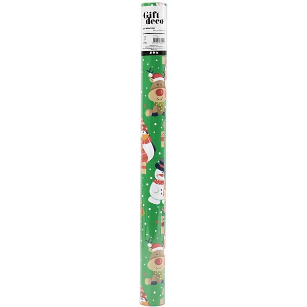 Presentpapper - grön - julmotiv - 5 m Presentpapper - grön - julmotiv - 5 m