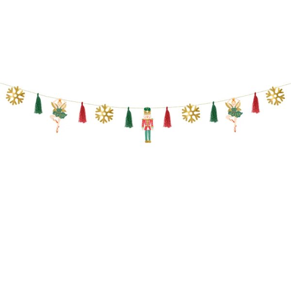 Pappersgirlang Nutcracker DIY 2 m - Röd,grön och guld Pappersgirlang Nutcracker DIY 2 m - Röd,grön och guld