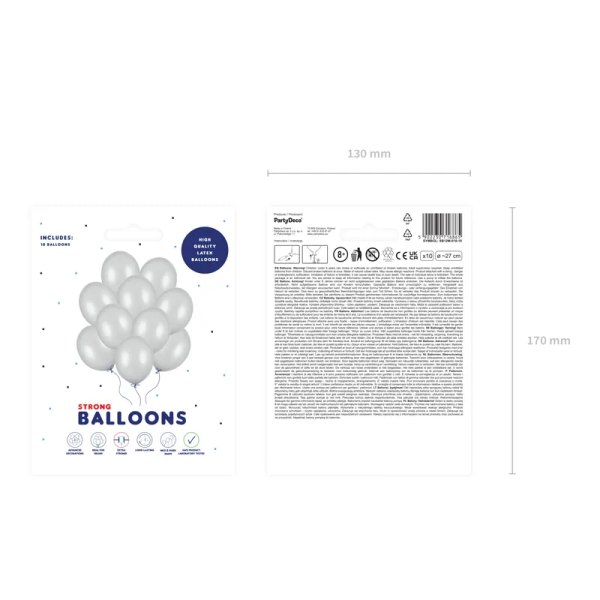 Ballonger strong ca 30 cm metallic silver- 10-pack Ballonger strong ca 30 cm metallic silver- 10-pack