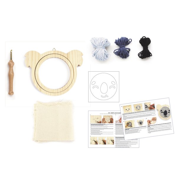 Punch needle-kit med djurhuvudram 15 cm