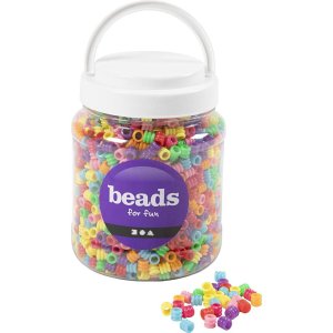 Plastperler bølgemiks 7 mm blandede farger 265 g - Krukke Plastperler bølgemiks 7 mm blandede farger 265 g - Krukke