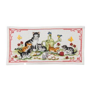 Broderisett kattefamilie billedvev 24x49 cm Broderisett kattefamilie billedvev 24x49 cm