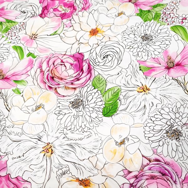 Vaxduk PVC med Blommor i rosa/vit 140 cm Vaxduk PVC med Blommor i rosa/vit 140 cm