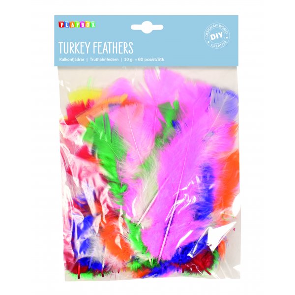 Kalkonfj�drar 60 st stora