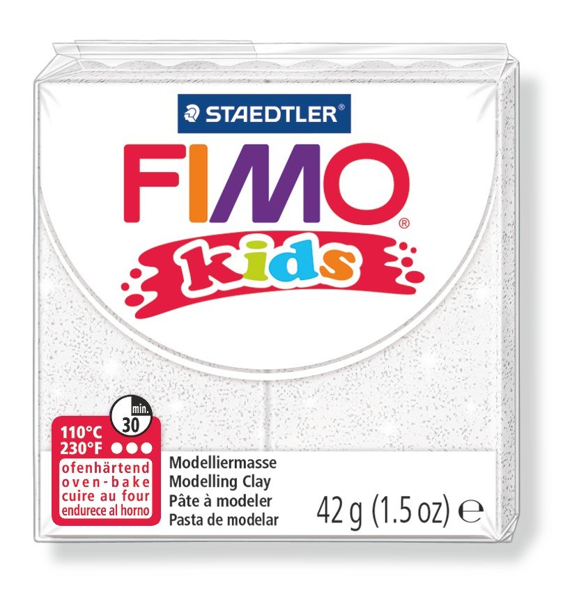 Modellervoks Fimo Kids 42g - Glitter hvid - Fimolera, Modellere, Hobbyartikler til børn, Hobbymateriale, Håndværk