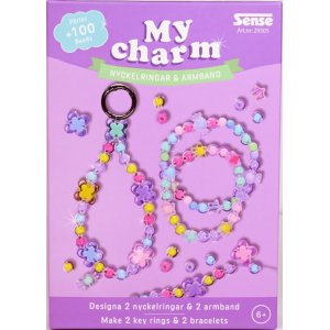 P�rlset armband och nyckelring mixade f�rger - g�r egna