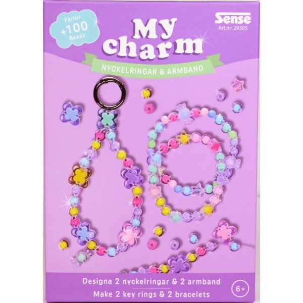 P�rlset armband och nyckelring mixade f�rger - g�r egna