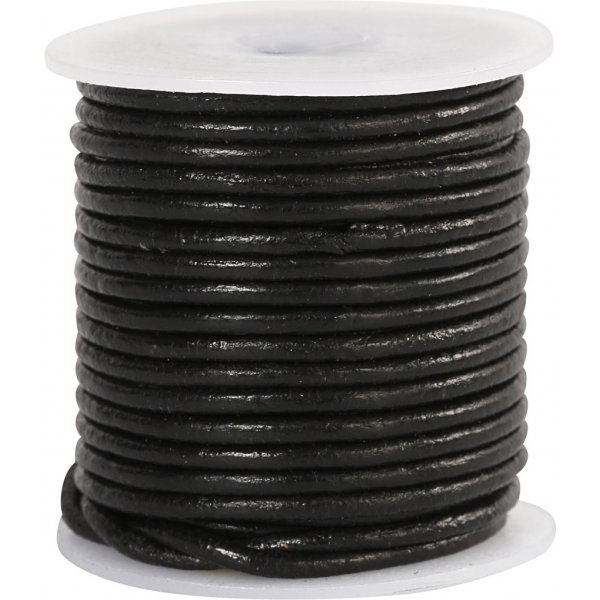 Lädersnöre - svart - 2 mm - 10 m Lädersnöre - svart - 2 mm - 10 m