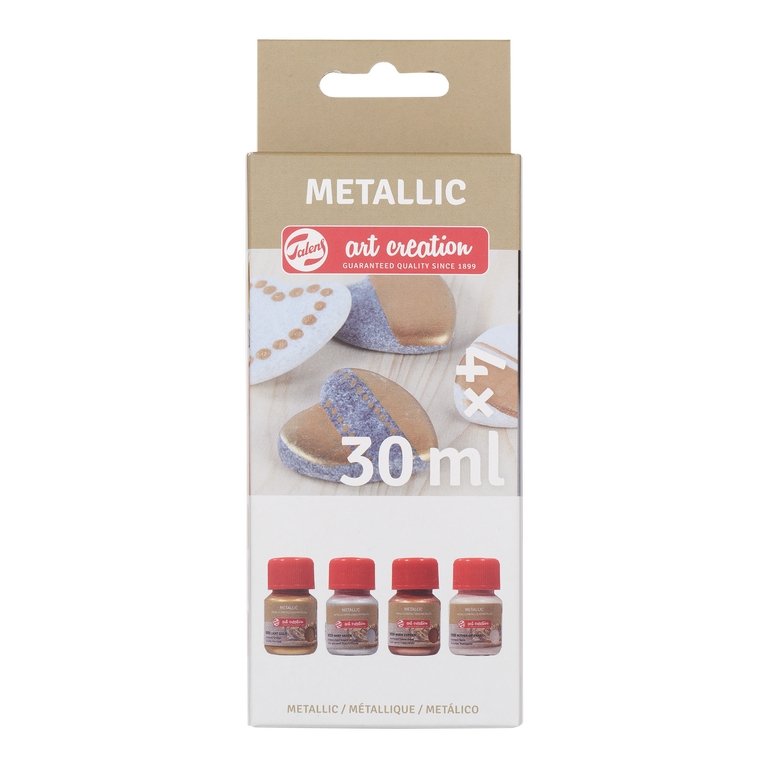 Metalfarvesæt 4x30 ml - Basic - Universalfarve, Hobbyfarve