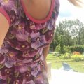 Kundebillede Mønstret Jersey 150 cm - Stedmoderblomst Lyslilla Sort