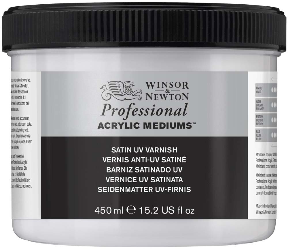 Akryl Medium W&N Professional - UV Lakk Satin - 450 ml - Akrylmedier, Malemedium, Lakk & malingsmedier