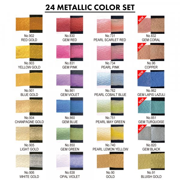 ZIG Gansai Tambi akvarel 24 farver metallic