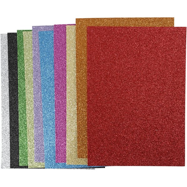 Dekorgummi - mixade glitterfärger - A4 - 10st Dekorgummi - mixade glitterfärger - A4 - 10st