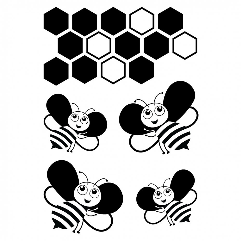 Motivstempel -Bee - 5 dele - Stempelpuder, Stempler, Scrapbooking, Håndværk