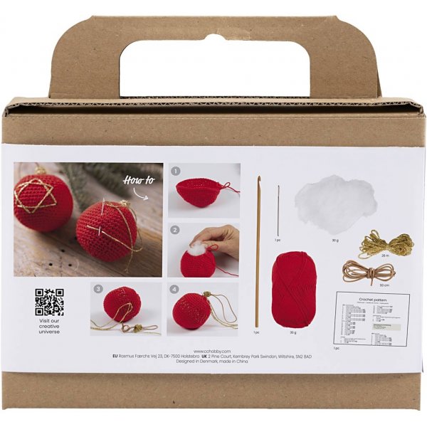 DIY Kit Virkning - röd - Julgranskulor DIY Kit Virkning - röd - Julgranskulor