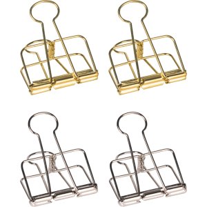 Kl�mma i metall, guld/silver, 4-pack stora