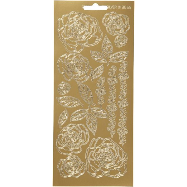 Klistermærker Roser 10x23 cm Guld - 1 ark Klistermærker Roser 10x23 cm Guld - 1 ark