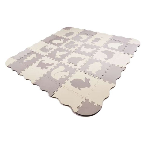Puslespillmatte i skum med dyremotiver 36 brikker 144 x 144 cm Grå/Ecru Puslespillmatte i skum med dyremotiver 36 brikker 144 x 144 cm Grå/Ecru