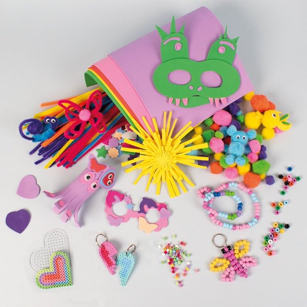Pysselbox Skapa med pärlor, pompoms och piprensare Pysselbox Skapa med pärlor, pompoms och piprensare