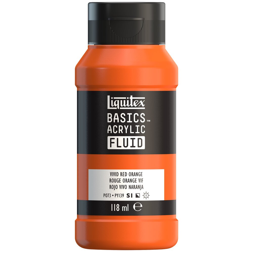Akrylfärg - Liquitex Basics Fluid - 118ml - Vivid Red Orange - Akrylfärger, Konstnärsfärger
