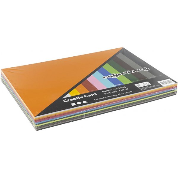 Creativ kartong - mixade färger - A4 - 12x10 st Creativ kartong - mixade färger - A4 - 12x10 st