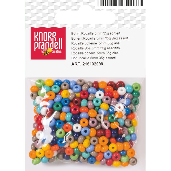 Bohemiska rocaillep�rlor 5 mm, 35 g, blandade f�rger