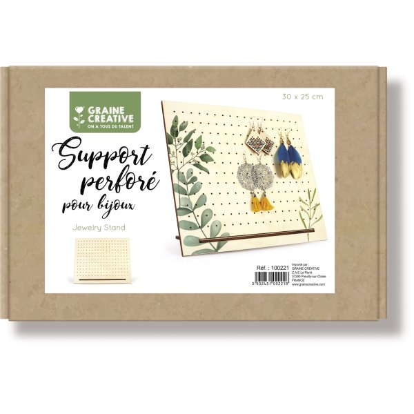 Smyckesh�llare i tr� med h�l 30 x 25 cm
