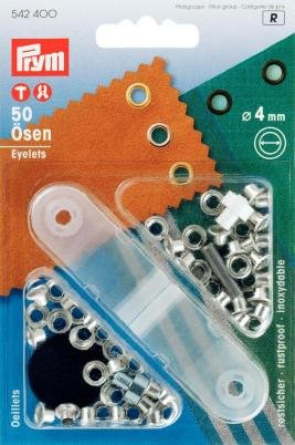 Øskener Messing Sølvfarvet 4,0 mm 50-pak - Snøreringe, Knapper & fastgørelsesmidler, Sytilbehør
