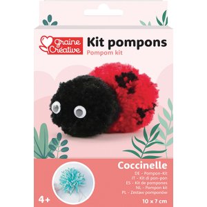 Gör-det-själv-kit för nyckelpiga i pompom Gör-det-själv-kit för nyckelpiga i pompom