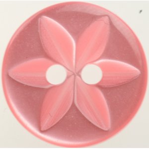 Knapp Rund 2-hl 14 mm 8st - Rosa med blomma