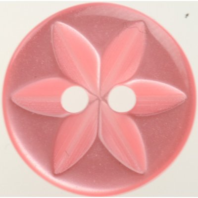Knap Rund 2-hul 14 mm 8 stk - Pink med blomst