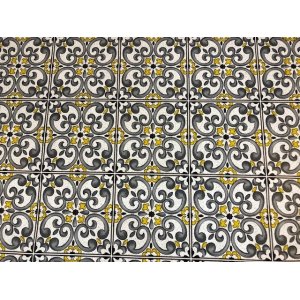 Vaxduk kakelm�nster med gult 140 cm