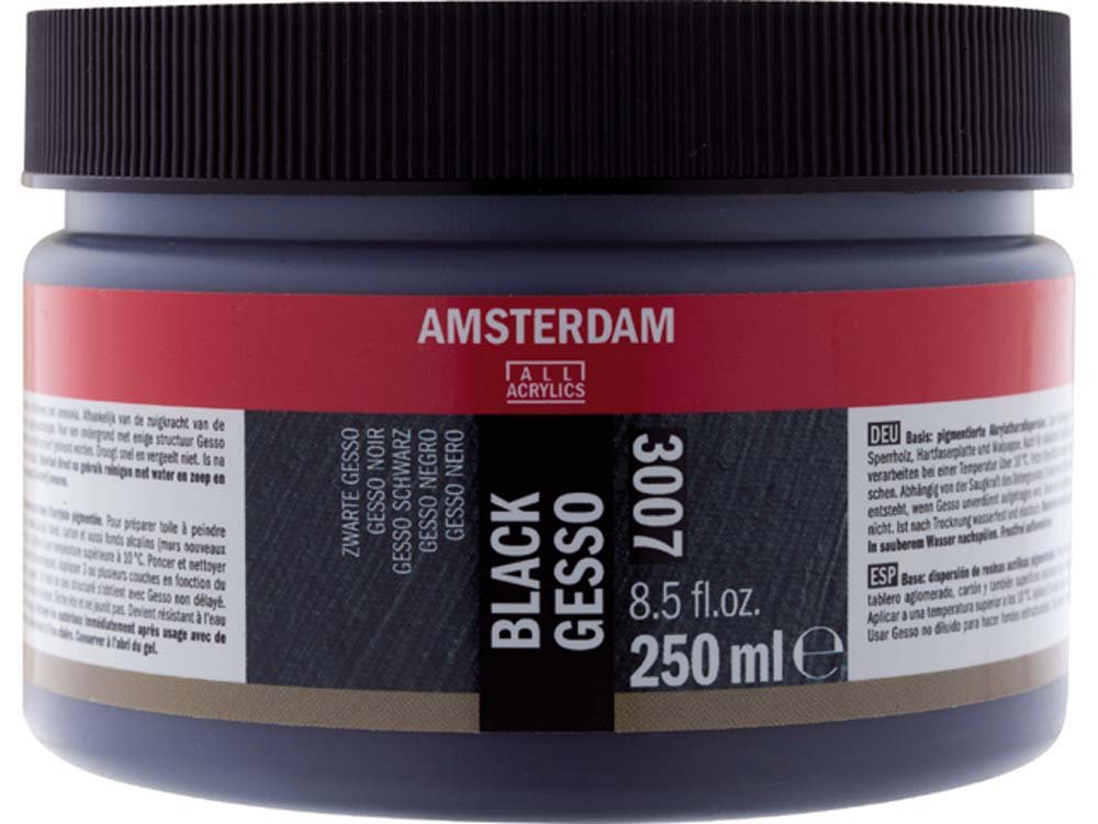 Gesso Amsterdam 250 ml - Sort - Grunder - Primer, Fernis og kunstner medier til kunstmaling