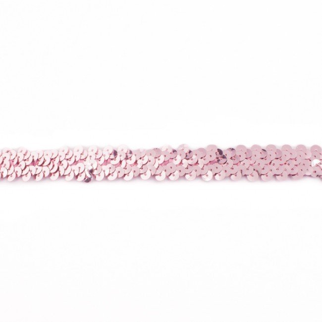 Bort/kantbånd med Pailletter - Stretch 20 mm - Gammelrosa - Rand, Bånd & dekorationsbånd, Tekstilbånd & snor