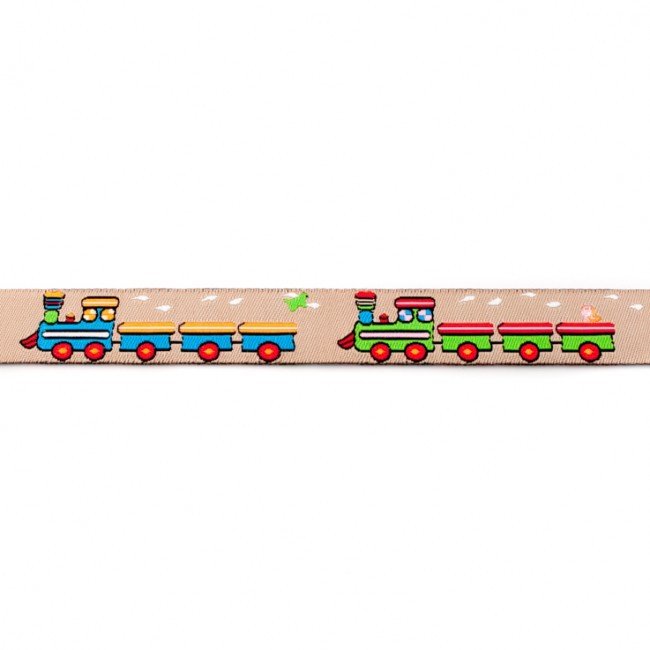 Dekorbånd - Cartoon Tog - Sand - Dekorationsbånd - Øvrige, Bånd & dekorationsbånd, Tekstilbånd & snor