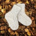 Kundbild DROPS Brushed Alpaca Silk garn - 25g - Ljusbeige (04): Här stickat tillsammans med Drops...