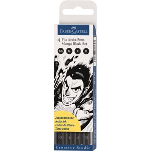 Tegnepennsett PITT Artist Brush Manga Black - 4 penner
